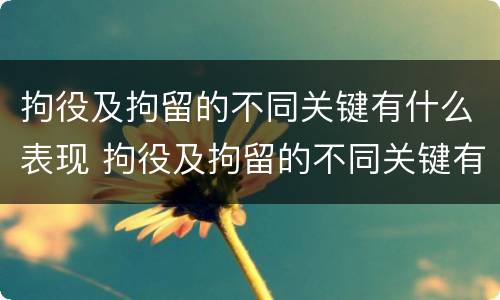 拘役及拘留的不同关键有什么表现 拘役及拘留的不同关键有什么表现和影响