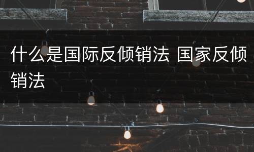 什么是国际反倾销法 国家反倾销法
