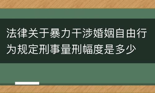 法律关于暴力干涉婚姻自由行为规定刑事量刑幅度是多少