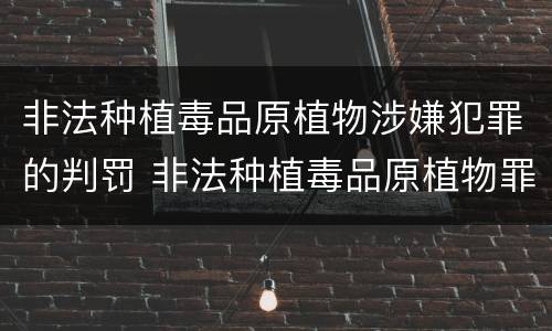 非法种植毒品原植物涉嫌犯罪的判罚 非法种植毒品原植物罪量刑