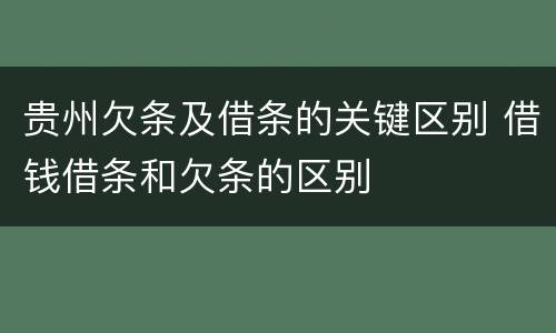 贵州欠条及借条的关键区别 借钱借条和欠条的区别