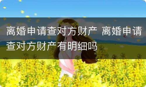 离婚申请查对方财产 离婚申请查对方财产有明细吗