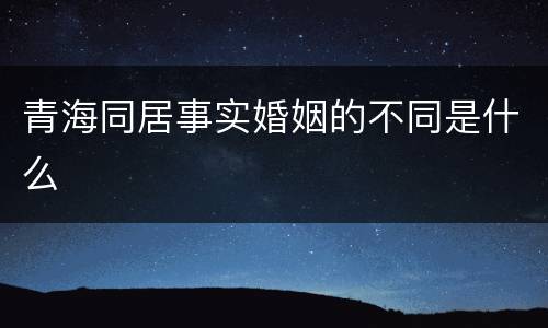 青海同居事实婚姻的不同是什么
