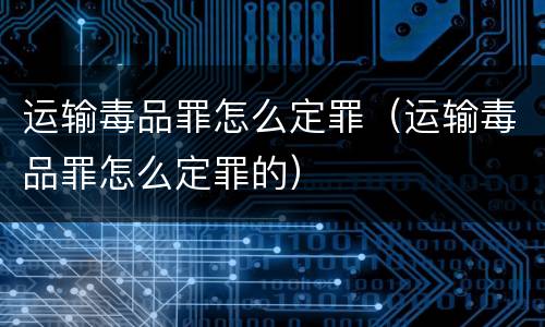 运输毒品罪怎么定罪（运输毒品罪怎么定罪的）