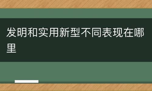 发明和实用新型不同表现在哪里