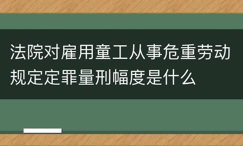 法院对雇用童工从事危重劳动规定定罪量刑幅度是什么