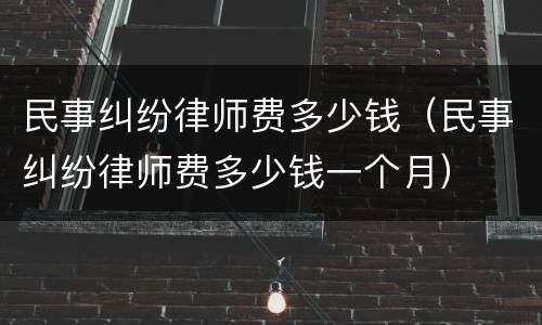 民事纠纷律师费多少钱（民事纠纷律师费多少钱一个月）