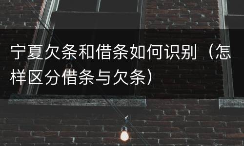 宁夏欠条和借条如何识别（怎样区分借条与欠条）