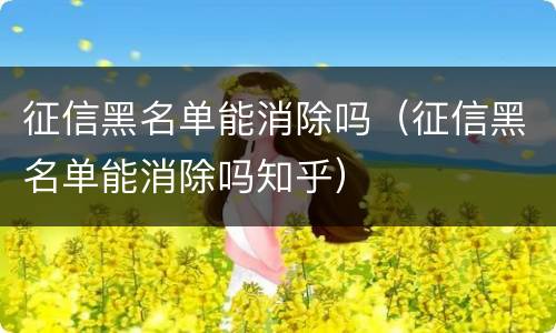 征信黑名单能消除吗（征信黑名单能消除吗知乎）