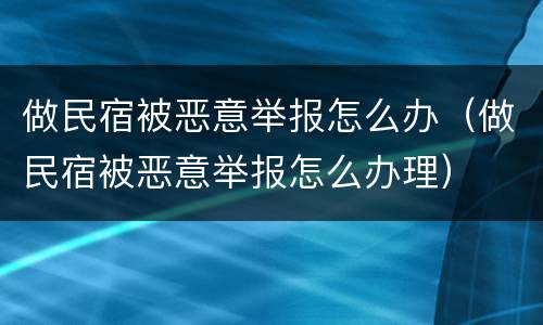 做民宿被恶意举报怎么办（做民宿被恶意举报怎么办理）