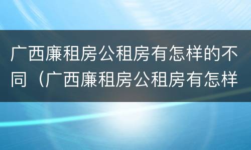 广西廉租房公租房有怎样的不同（广西廉租房公租房有怎样的不同地方）