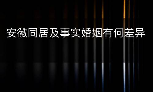 安徽同居及事实婚姻有何差异