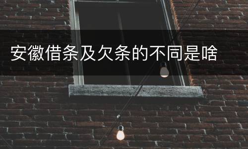 安徽借条及欠条的不同是啥
