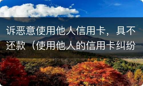 诉恶意使用他人信用卡，具不还款（使用他人的信用卡纠纷案由）