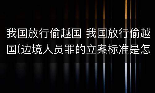 我国放行偷越国 我国放行偷越国(边境人员罪的立案标准是怎么规定