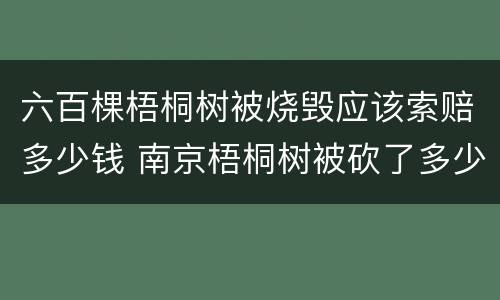 六百棵梧桐树被烧毁应该索赔多少钱 南京梧桐树被砍了多少