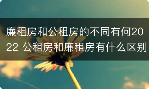 廉租房和公租房的不同有何2022 公租房和廉租房有什么区别?2019年的
