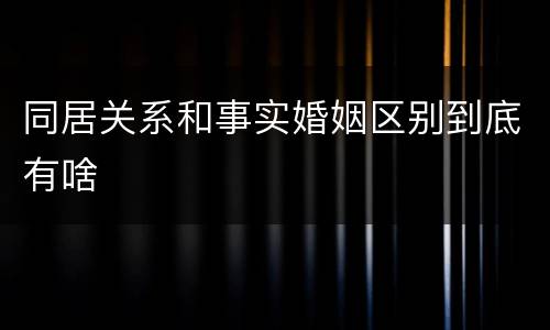 同居关系和事实婚姻区别到底有啥