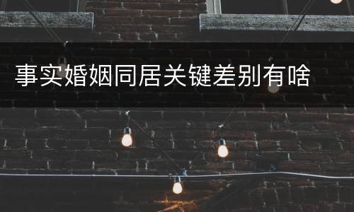 事实婚姻同居关键差别有啥