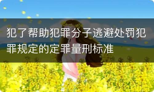 犯了帮助犯罪分子逃避处罚犯罪规定的定罪量刑标准