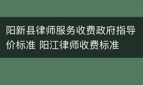 阳新县律师服务收费政府指导价标准 阳江律师收费标准