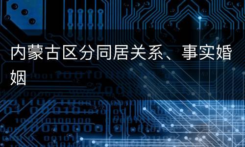 内蒙古区分同居关系、事实婚姻