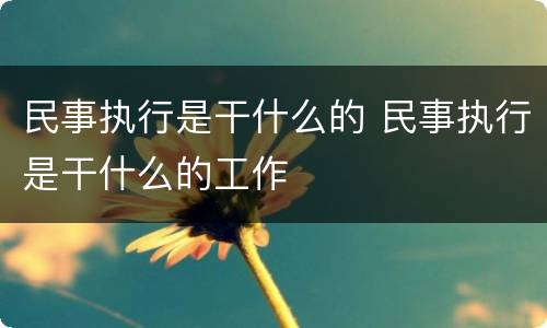 民事执行是干什么的 民事执行是干什么的工作