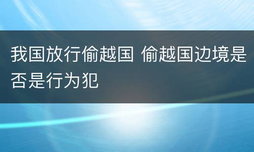 我国放行偷越国 偷越国边境是否是行为犯