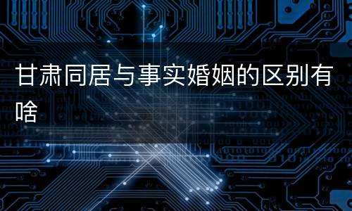 甘肃同居与事实婚姻的区别有啥