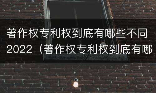 著作权专利权到底有哪些不同2022（著作权专利权到底有哪些不同2022年的）