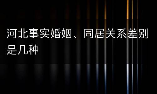 河北事实婚姻、同居关系差别是几种