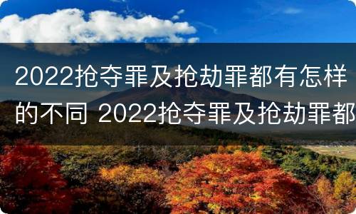 2022抢夺罪及抢劫罪都有怎样的不同 2022抢夺罪及抢劫罪都有怎样的不同处罚