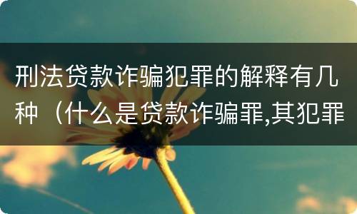 刑法贷款诈骗犯罪的解释有几种（什么是贷款诈骗罪,其犯罪构成是什么）