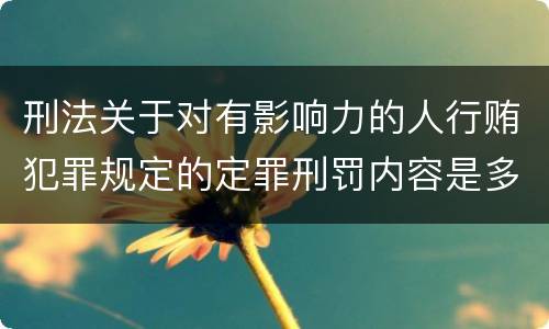 刑法关于对有影响力的人行贿犯罪规定的定罪刑罚内容是多少