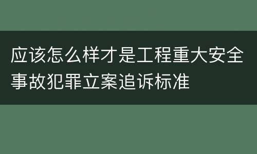 应该怎么样才是工程重大安全事故犯罪立案追诉标准