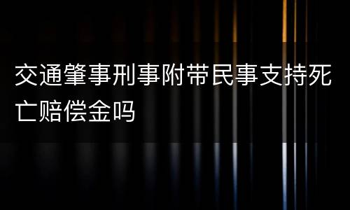 交通肇事刑事附带民事支持死亡赔偿金吗