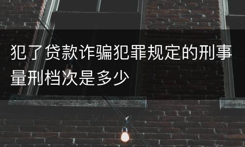 犯了贷款诈骗犯罪规定的刑事量刑档次是多少