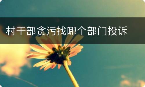 村干部贪污找哪个部门投诉