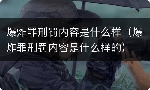爆炸罪刑罚内容是什么样（爆炸罪刑罚内容是什么样的）