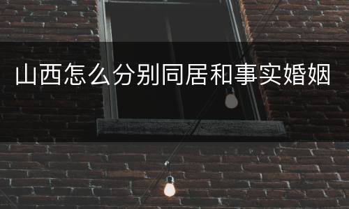 山西怎么分别同居和事实婚姻