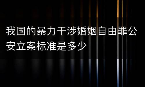 我国的暴力干涉婚姻自由罪公安立案标准是多少