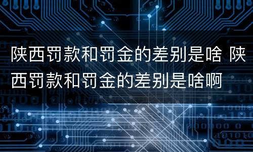 陕西罚款和罚金的差别是啥 陕西罚款和罚金的差别是啥啊