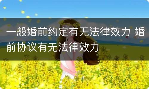 一般婚前约定有无法律效力 婚前协议有无法律效力