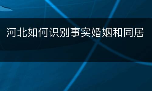 河北如何识别事实婚姻和同居
