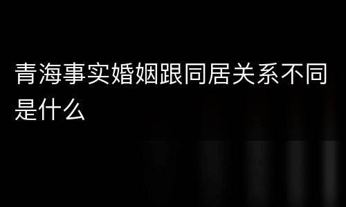 青海事实婚姻跟同居关系不同是什么