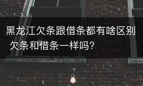 黑龙江欠条跟借条都有啥区别 欠条和借条一样吗?