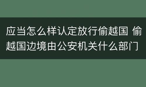 应当怎么样认定放行偷越国 偷越国边境由公安机关什么部门进行处罚