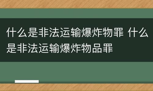 什么是非法运输爆炸物罪 什么是非法运输爆炸物品罪