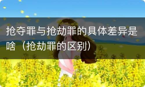 抢夺罪与抢劫罪的具体差异是啥（抢劫罪的区别）