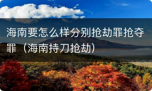 海南要怎么样分别抢劫罪抢夺罪（海南持刀抢劫）